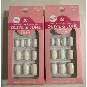 Olive & June Fake Nails Extra Short Squoval Swan 32 ct 2 Pack